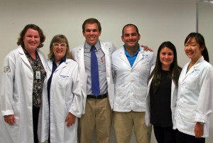 As professoras Ivy e Inge Trindade, da USP-Bauru; e os alunos Rory O’Kane, Brandon Peters, Brenda Lopez e Sun Min Lee, da UNC